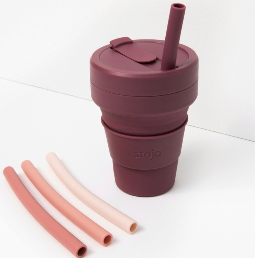 NEW Stojo Collapsible Cup with 4 Reusable Straws